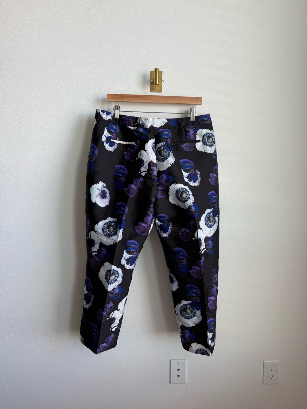J.Crew Patio Pant Poppy Floral Cropped Pleated Trousers Women's Size 14 Lined - Picture 5 of 10